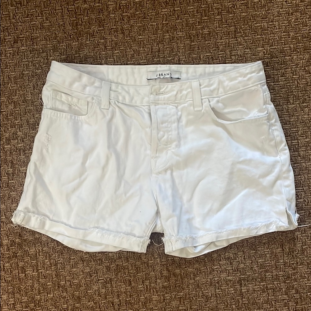 J Brand White Jean Shorts Cuffed Hem